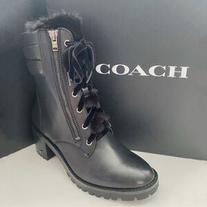 Coach Jenna Fur lace boots